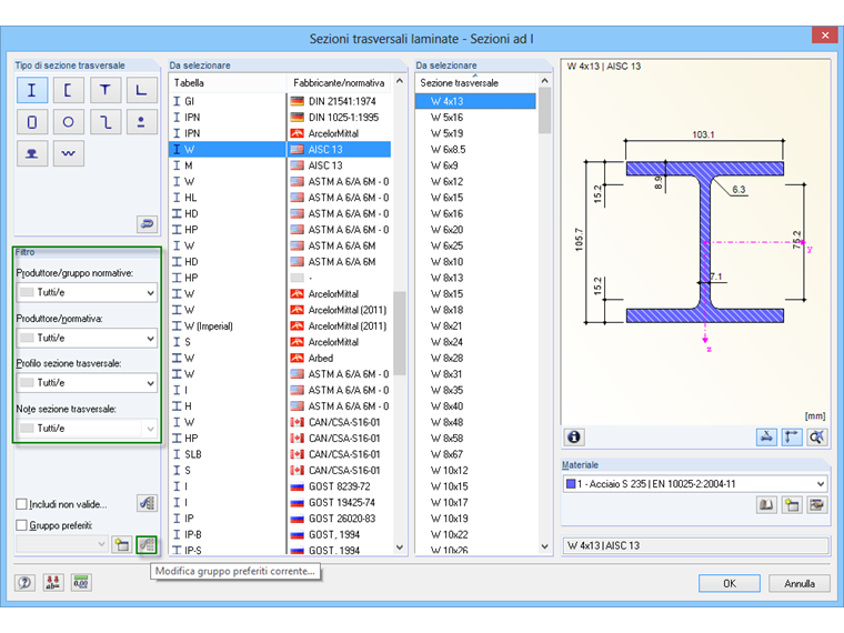 Favoritengruppe in der Querschnittsbibliothek anlegen