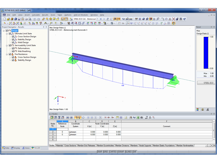 Visualizzazione grafica dei risultati da RF -STEEL EC3 - progetto allo stato limite ultimo