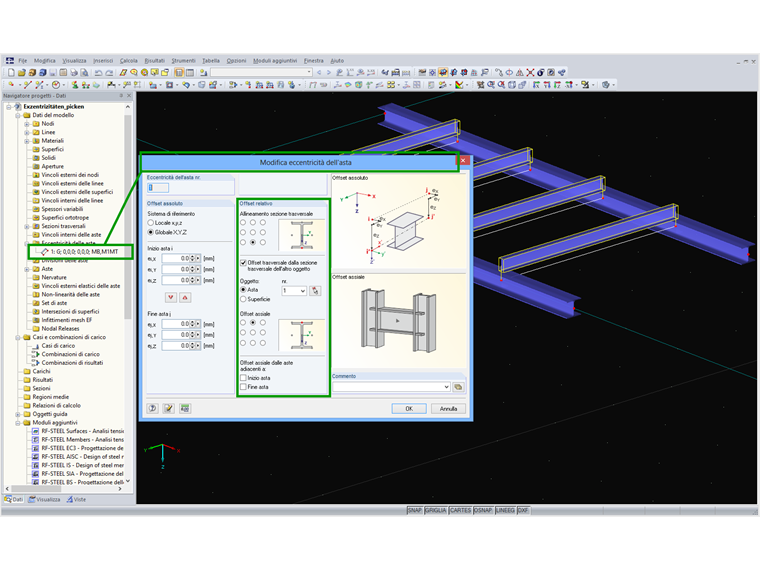 Impostazione delle eccentricità automatiche tramite la funzione "Seleziona"