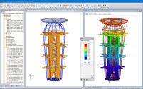Modello della struttura a torre in estere nel programma RFEM
