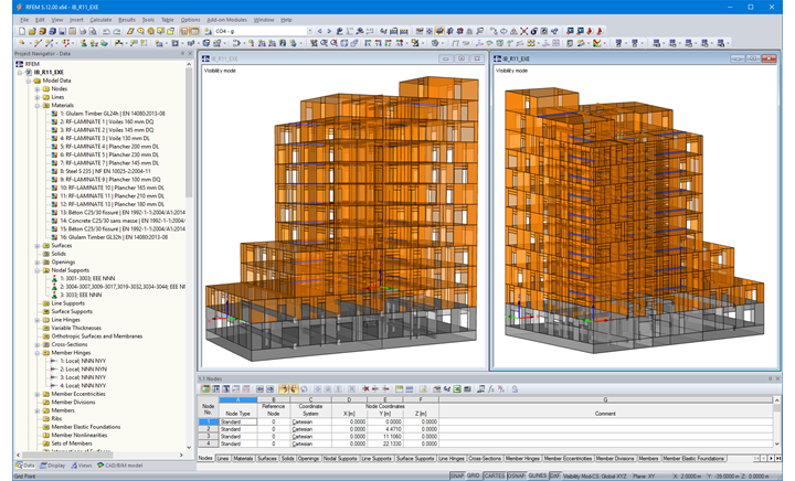 Viste diverse del modello dell'edificio residenziale in RFEM