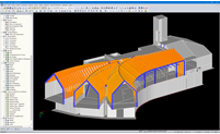 Modello 3D del rifugio alpino in RFEM