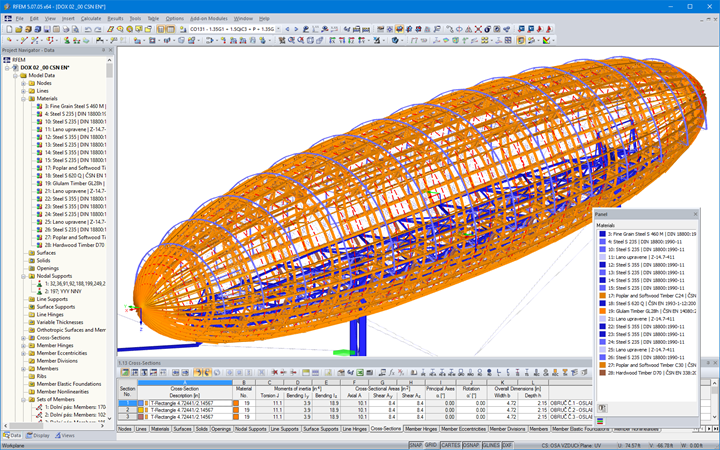 Modello RFEM di dirigibile in legno e acciaio (© Ing. Šrůtek)