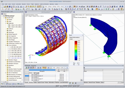 Modelli di arrotondamento e di scale con risultati in RFEM (© osd GmbH & Co. KG)