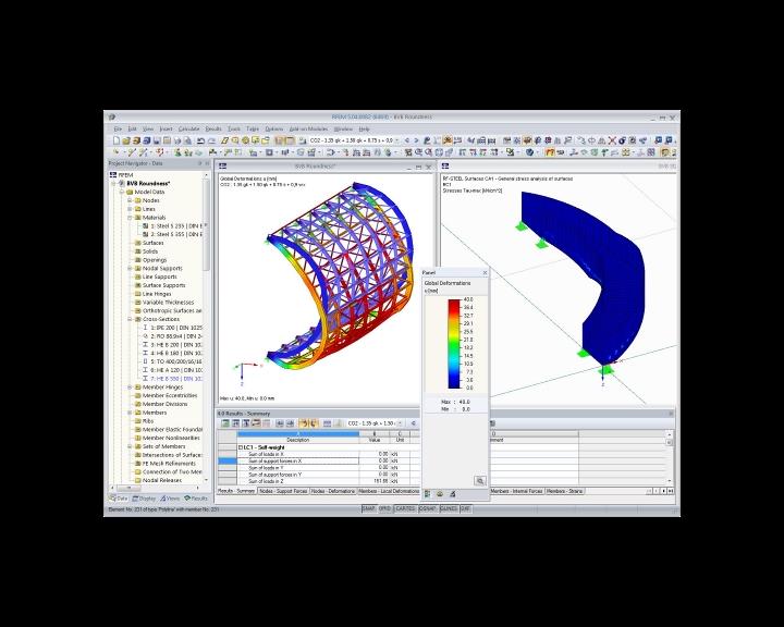 Modelli di arrotondamento e di scale con risultati in RFEM (© osd GmbH & Co. KG)