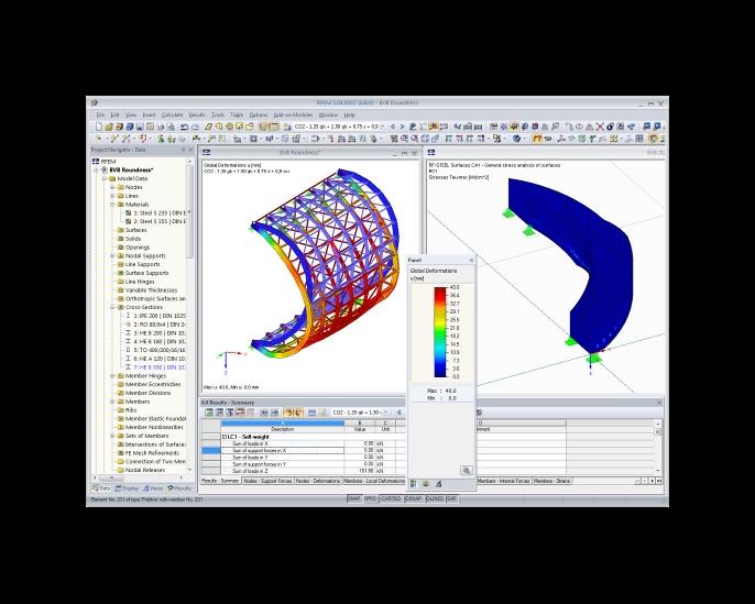 Modelli di arrotondamento e di scale con risultati in RFEM (© osd GmbH & Co. KG)