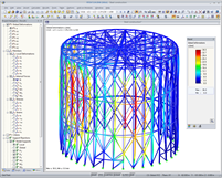Modello 3D con spostamenti generalizzati in RFEM (© Knapp)