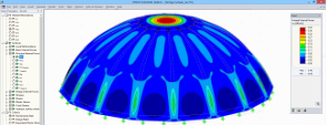 Modello RFEM di un guscio di calcestruzzo fabbricato con il "metodo a cuneo" a Vienna, Austria