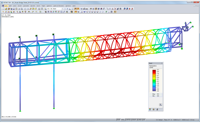 Modello con deformazione visualizzato in RSTAB (© Gartner Steel and Glass GmbH)