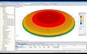 Modello 3D del cuscino in ETFE con la trama di funi in RFEM (© z3rch)