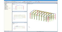 Varie viste di un capannone 3D in RFEM (© Albyr)
