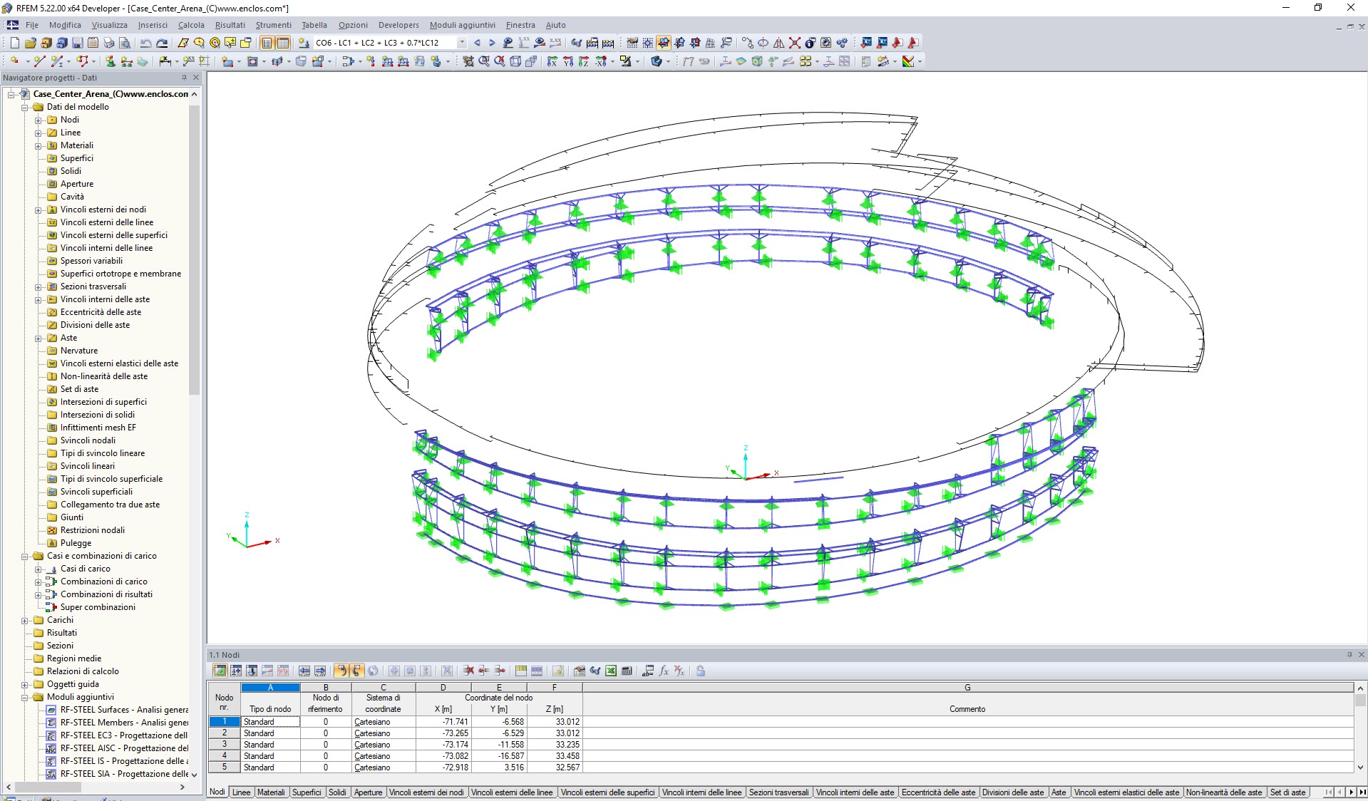 Struttura di supporto per facciate in RFEM (© Enclos Corp.)