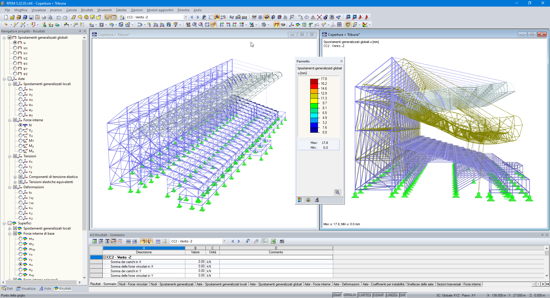 Deformata dovuta ai carichi del vento (© Studio Rota Nodari)