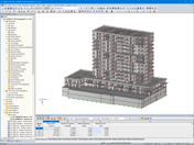 Modello di un edificio multipiano in RFEM (© bauart Konstruktions GmbH & Co. KG)