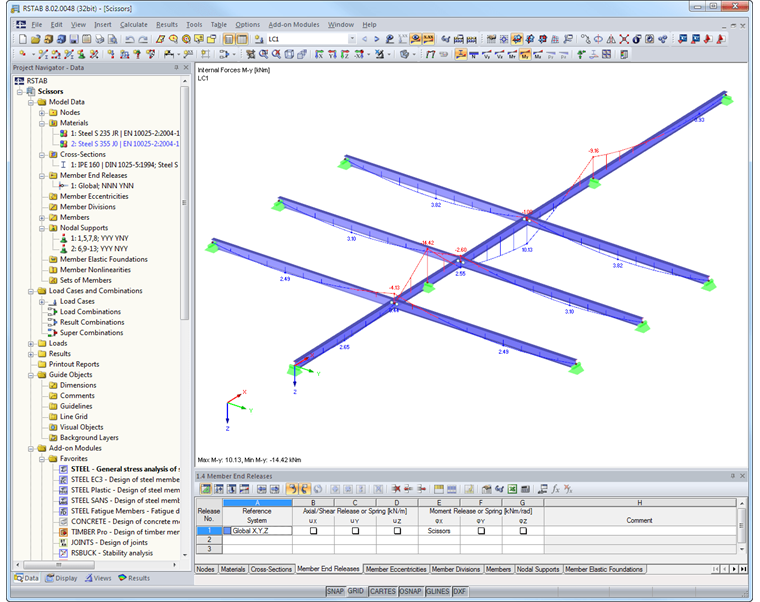 Cerniera a forbice in RFEM