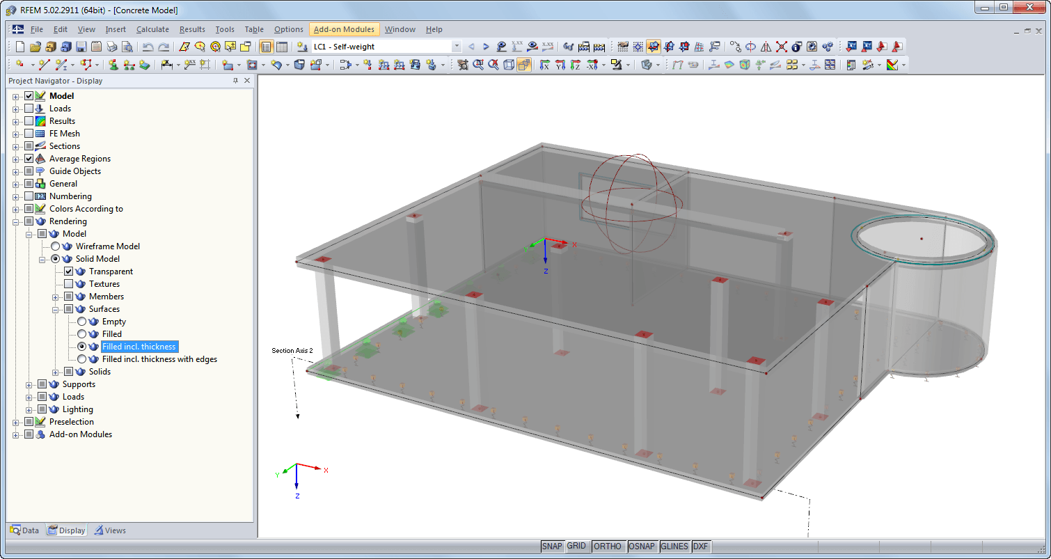 Visualizzazione degli spessori delle superfici