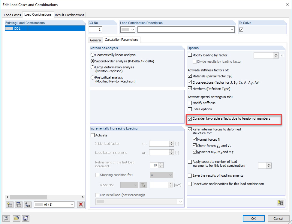 Casella di controllo per gli effetti favorevoli delle forze di trazione