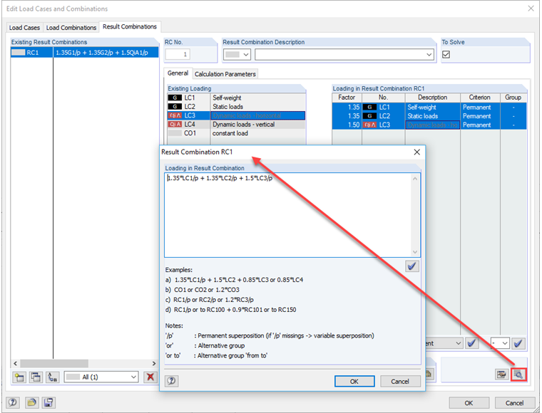Criterio di combinazione con sovrapposizione permanente