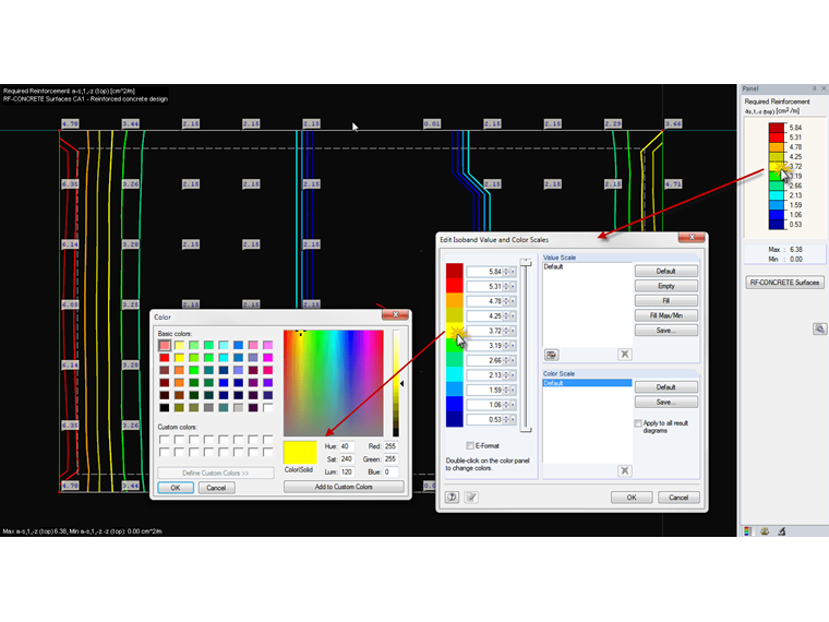 Modifica valore isolinea e spettro colori