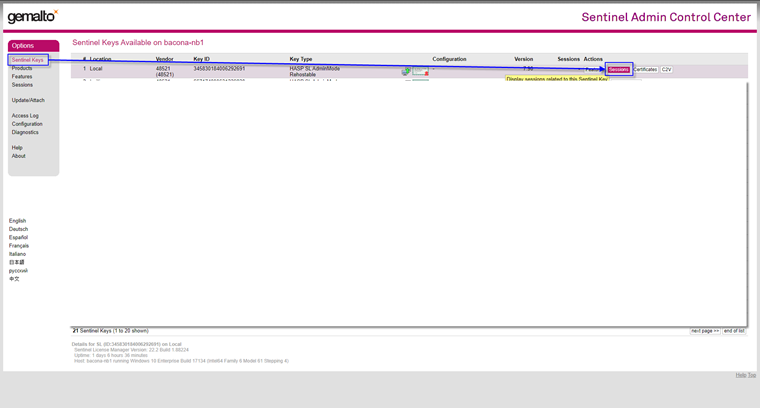 Chiavi sentinella e sessioni