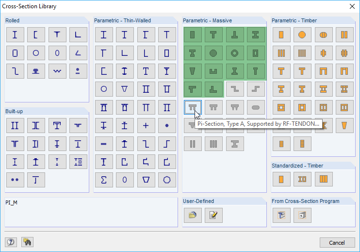 Libreria delle sezioni trasversali con tooltip