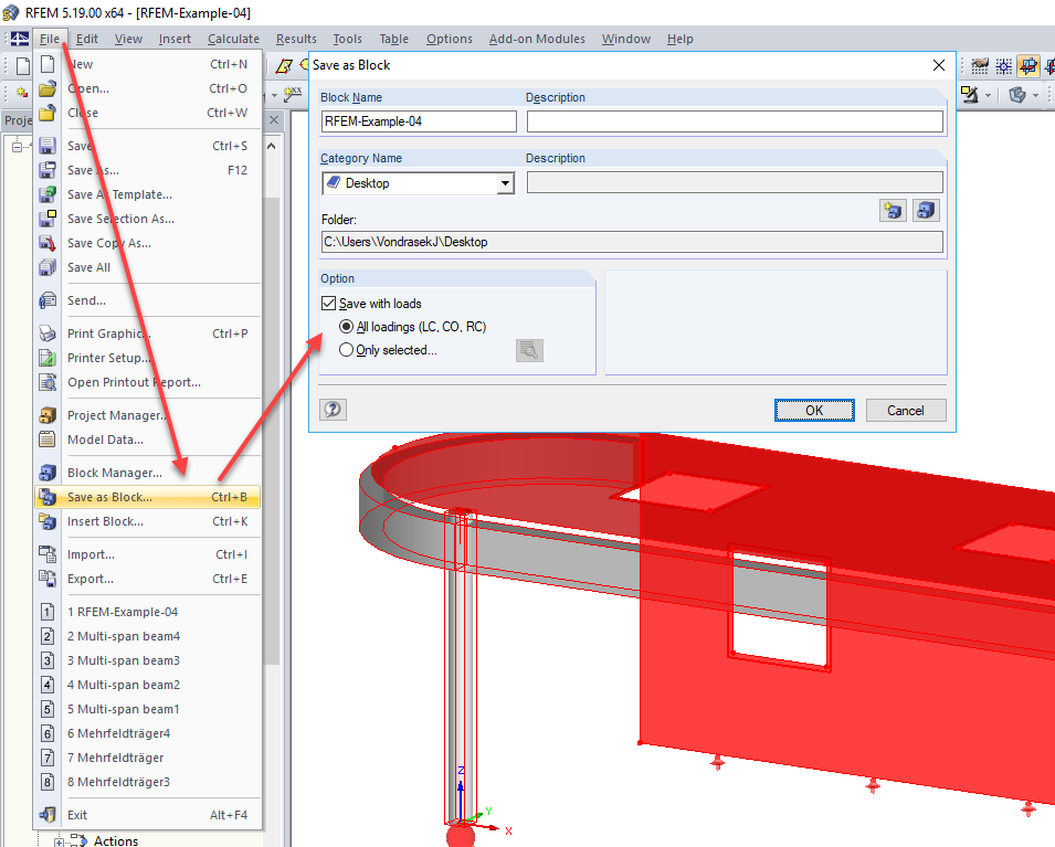 Salvataggio di oggetti selezionati come blocco