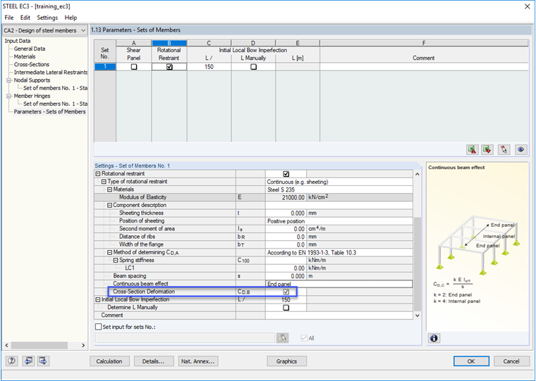 Considerazione della deformazione della sezione trasversale