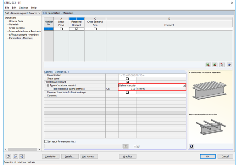 Definizione manuale del vincolo rotazionale
