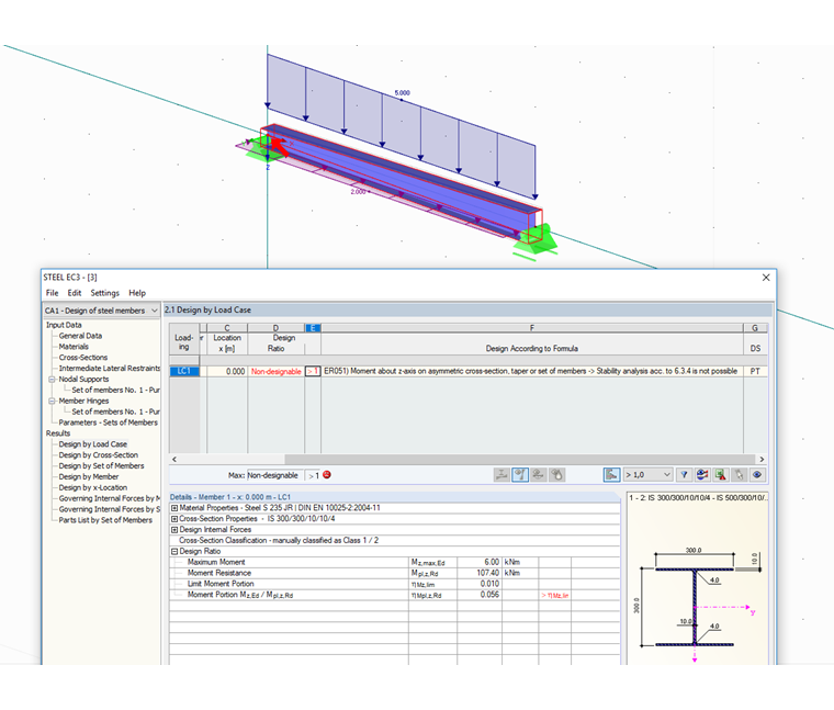 Avvertenza per il progetto di un set di aste con flessione trasversale