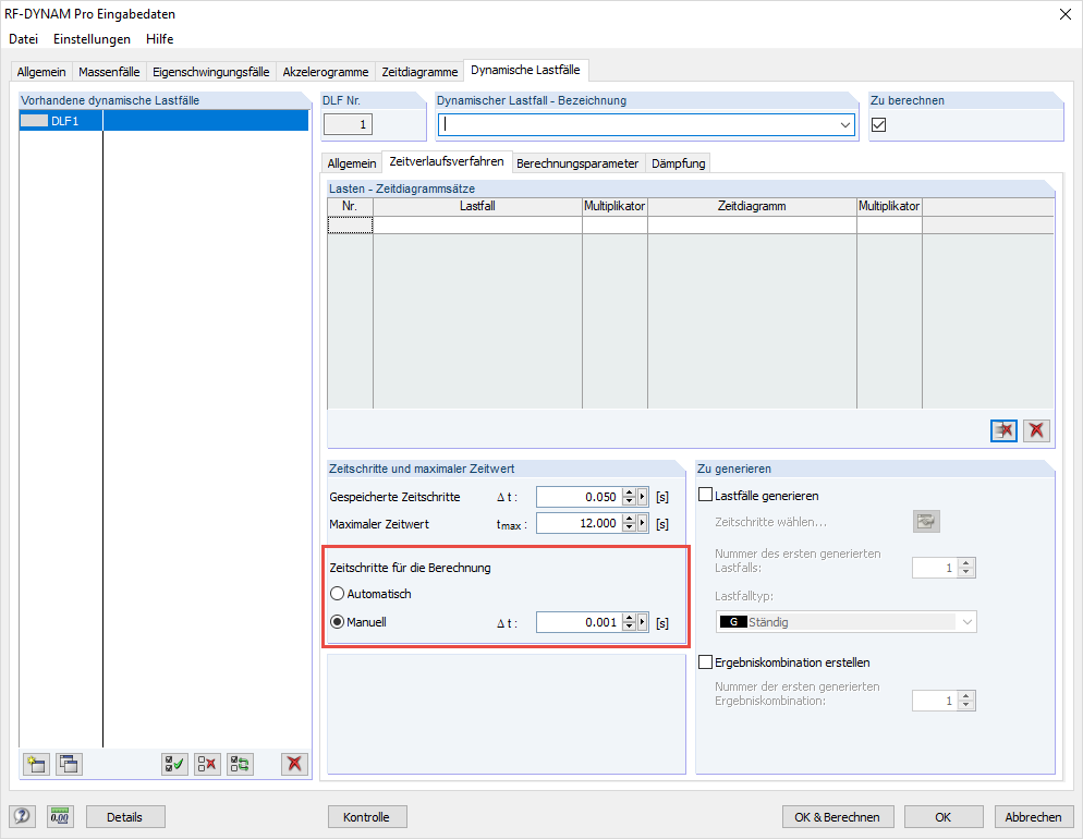 Impostazioni di Time Step