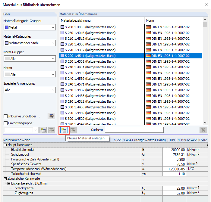 Creare nuovo materiale