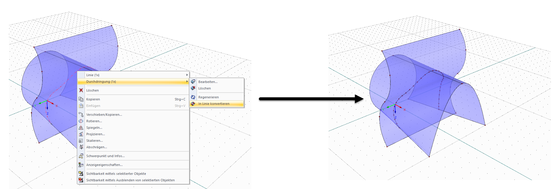 converti intersezione in linea