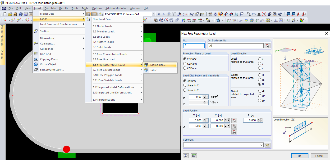 Nuovo carico libero rettangolare