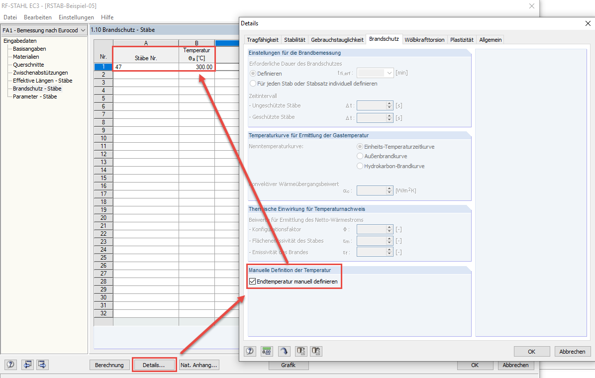 Immissione manuale della temperatura finale