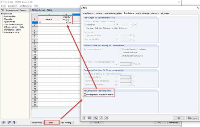 Immissione manuale della temperatura finale