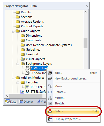 Eliminazione dei layer di sfondo tramite Data Navigator