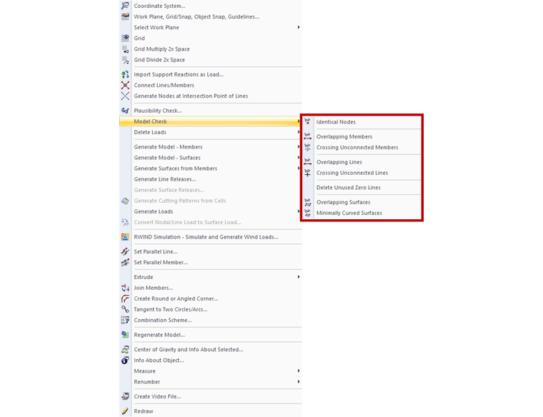 Opzioni di verifica modello