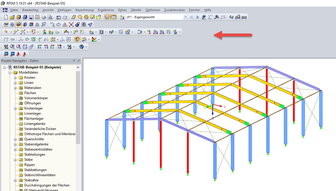 Barra degli strumenti spostata