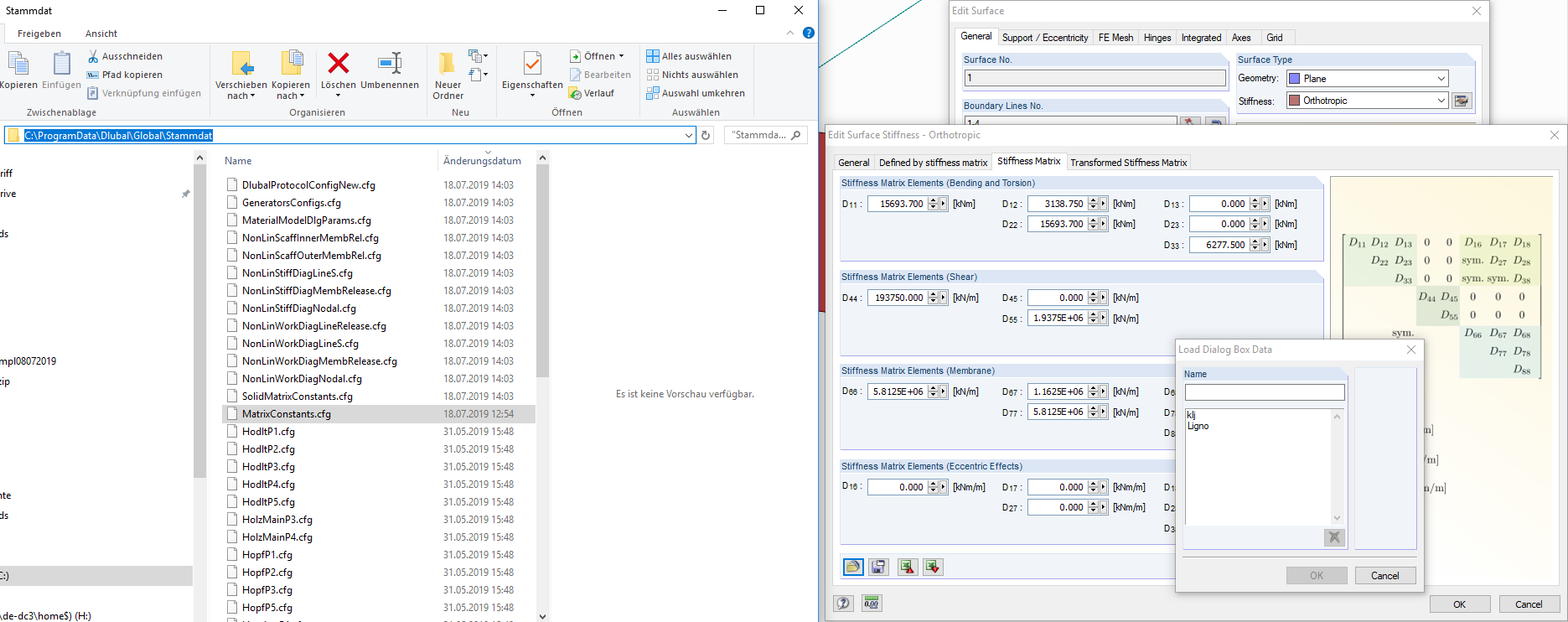 Matrice di rigidezza definita dall'utente