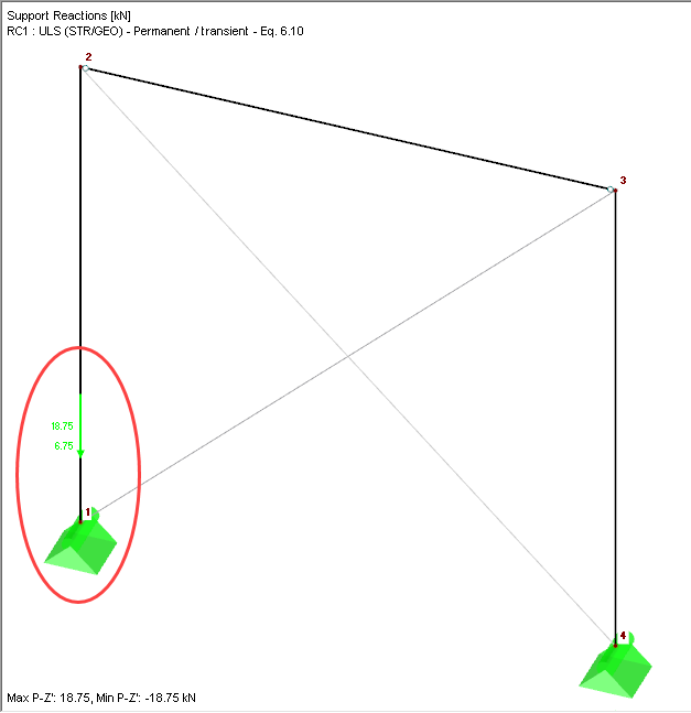Forza vincolare negativa al nodo progettato
