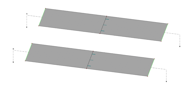 Due superfici uguali con cerniera centrale della linea