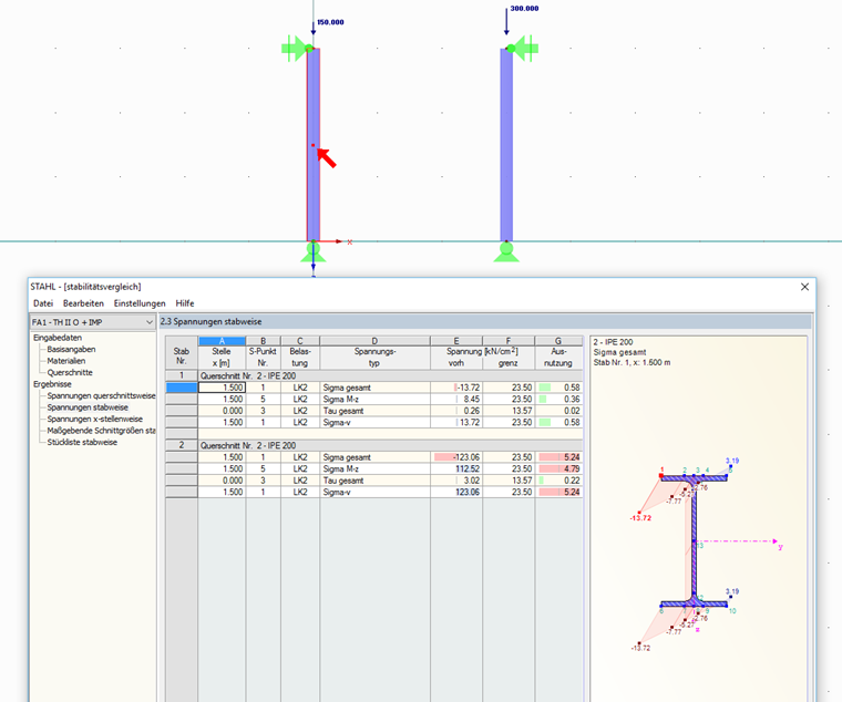 Analisi delle tensioni con imperfezioni in RF-/STEEL