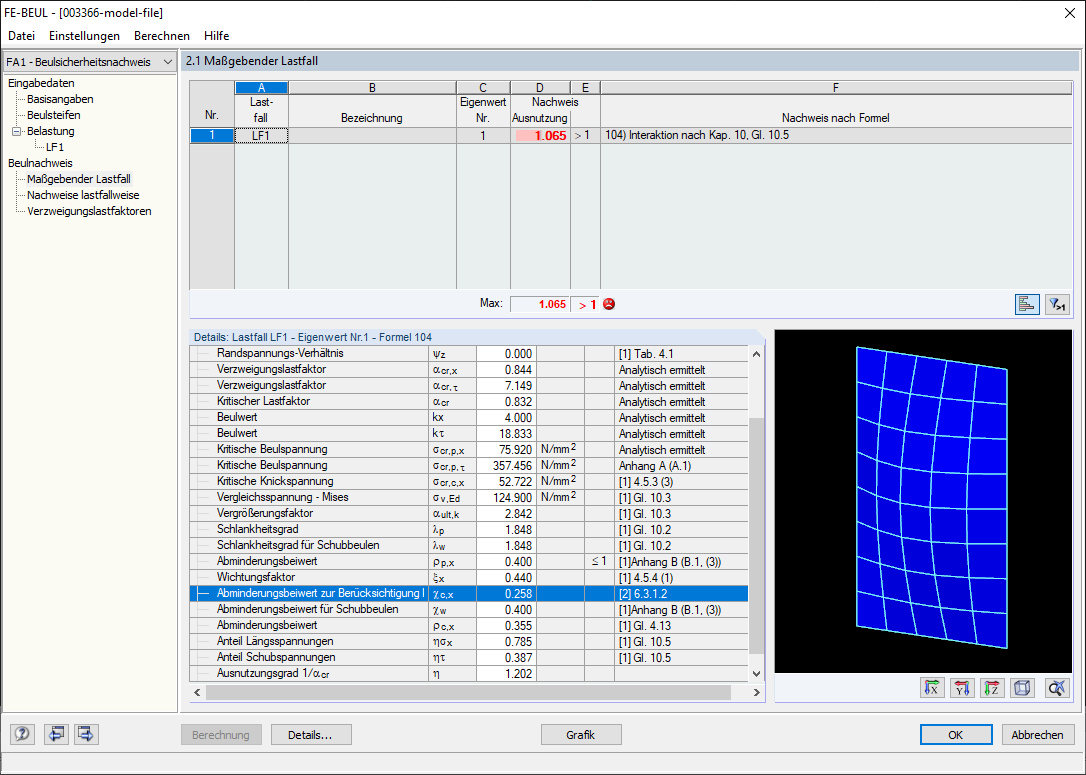 Fattore di riduzione per considerare il comportamento di instabilità simile all'asta
