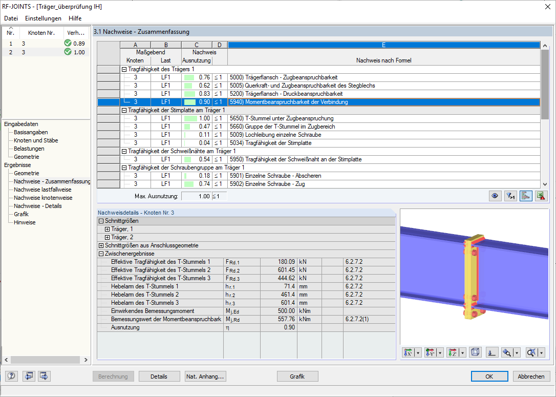 Verifica in RF-JOINTS Steel - Rigido