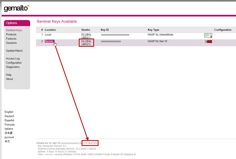 Visualizzazione dell'IP del server
