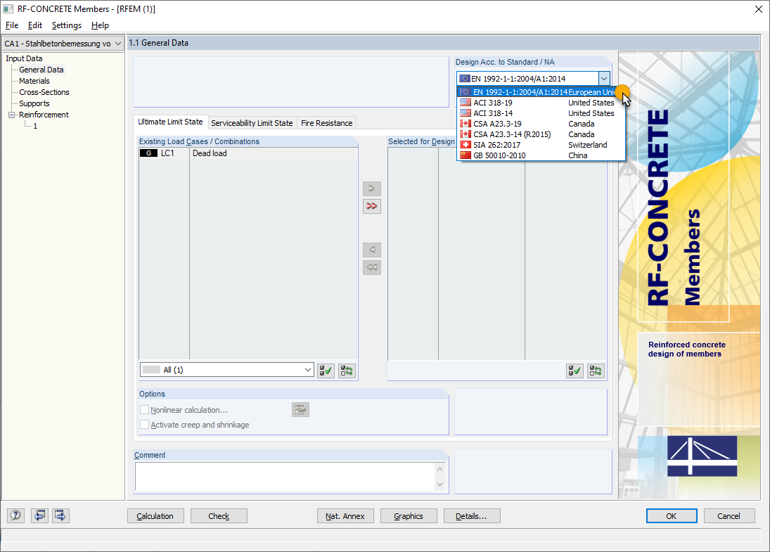 Selezione di EC2 in RF-CONCRETE Members