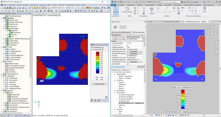 Confronto tra RFEM e REVIT Visualizzazione dell'armatura aggiuntiva necessaria per una rete da 0,1 m