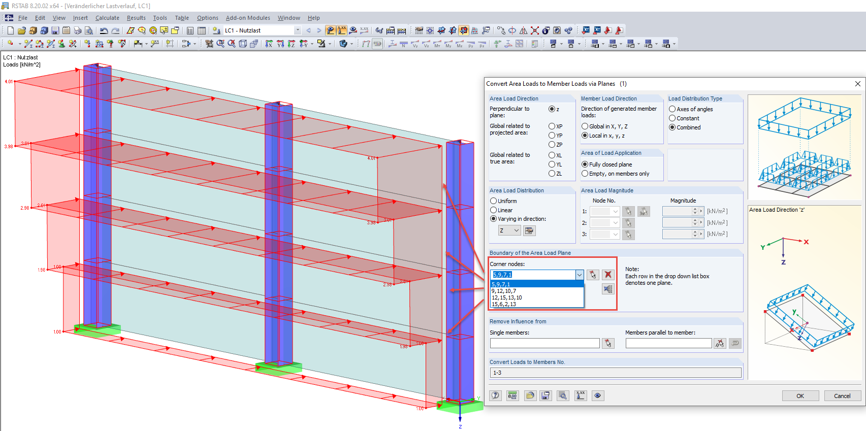 Carico della parete a gradini
