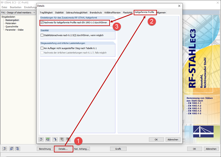 Attivazione dell'estensione del modulo RF-/STEEL Cold-Formed Sections