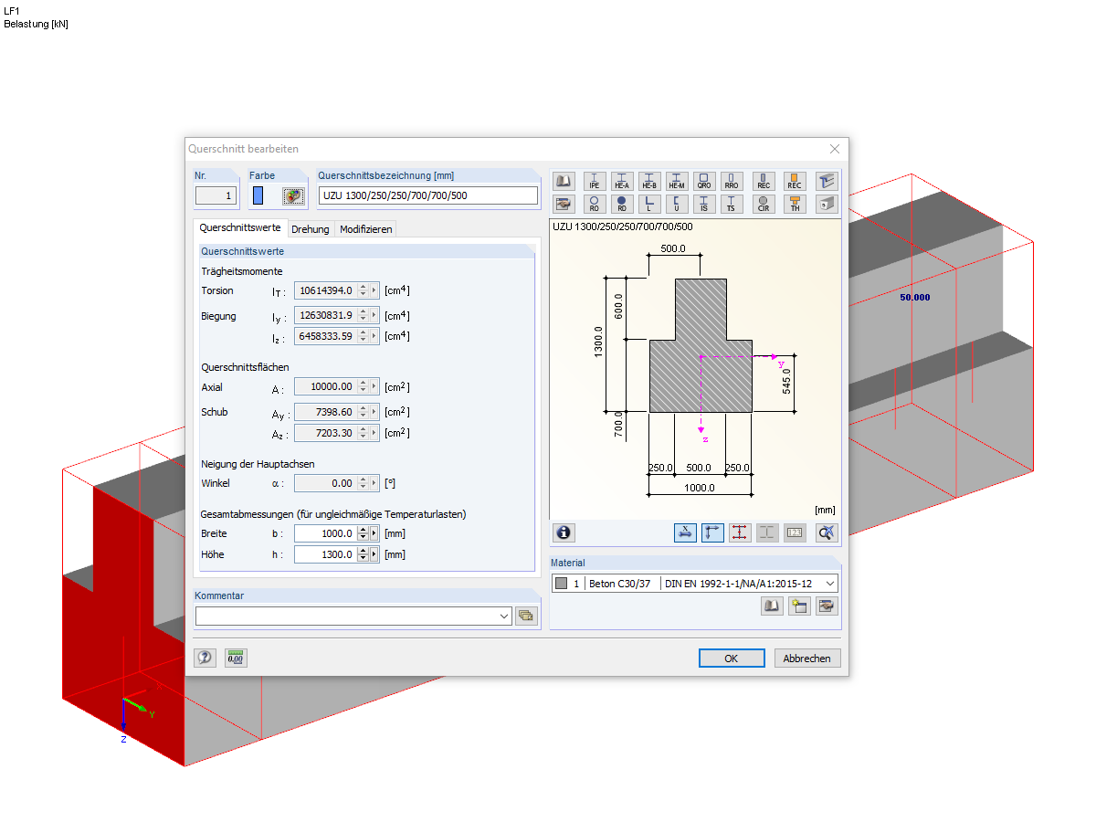 Sezione trasversale del rivestimento in cemento armato